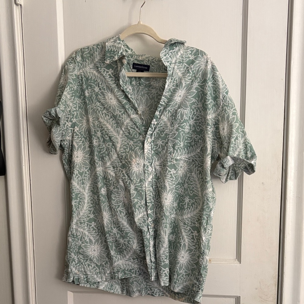 Light Green Floral Button Down Shirt